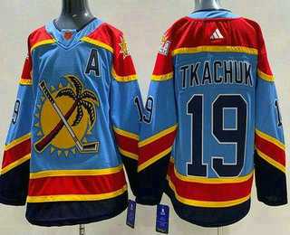 Men%27s Florida Panthers #19 Matthew Tkachuk Blue 2022 Reverse Retro Authentic Jersey